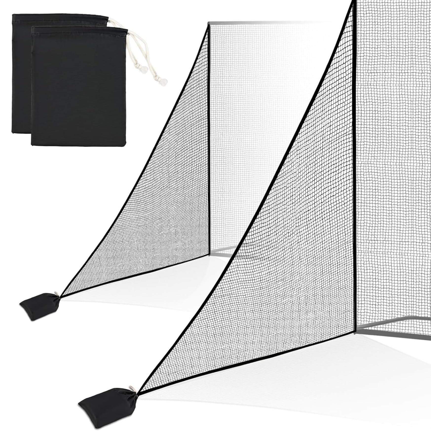 Wilafury 2-Pack Golf Hitting Nets, 9x7 ft Golf Ball Netting with Sandbags, Heavy Duty Side Net Barrier Net for Indoor Outdoor Backyard Practicing
