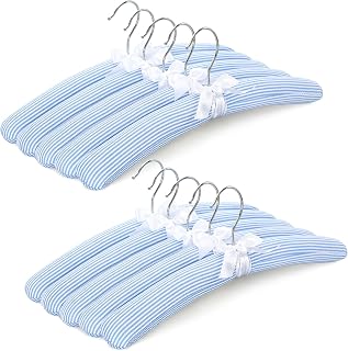 Perchas acolchadas para ropa de mujer, paquete de 10 perchas acolchadas de espuma gruesa sin hombros para suéteres, abrigos, blusas, vestidos (azul/blanco), CT18BW10