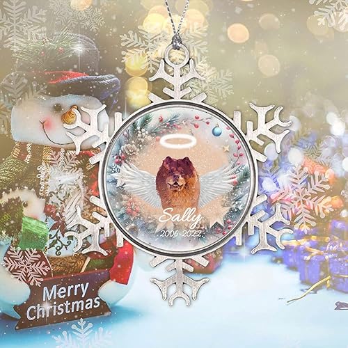 Miniatura 5 de Adorno navideño de copo de nieve  Chow Chow Chow con alas de perro en el cielo, adornos de Navidad para árbol, conmemorativos personalizados, ángel,