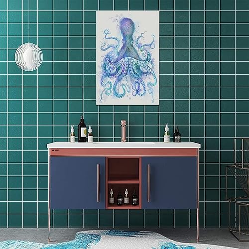Miniatura 5 de Lienzo de pulpo azul océano, impresiones artísticas para pared, cuadros de animales marinos, vida marina, arte enmarcado, decoración del hogar para