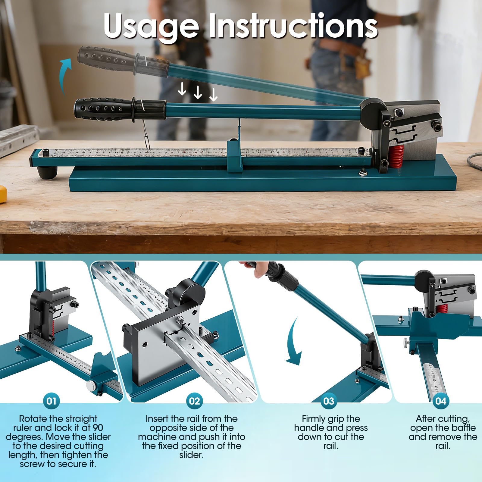 Taglierina Per Rotaie, Taglierina Guide Din A Doppia Scanalatura Utensile Manuale Il Taglio Guide Din Con Righello Misurazione Guide In Acciaio/Alluminio/Ferro 35Mm Strumento Taglio Piastre Canaline