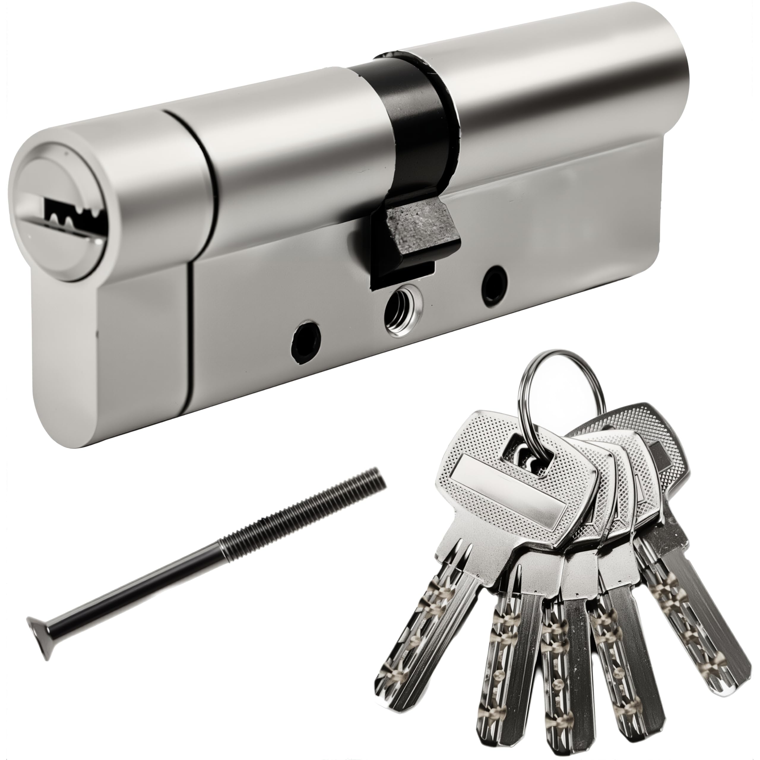 Sepox 90Mm(45/45) Sepox® Anti-Snap Euro Door Lock Cylinder, High Security 6 Pin, Brass Body Stainless Steel Bar Enforced Anti-Drill Anti-Pick,Anti-Bump Door Barrel With 5 Keys