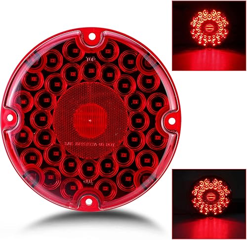 Miniatura 2 de LIMICAR Luces de remolque redondas de 7 pulgadas, 36 luces LED rojas de tránsito, kit de luces LED para remolque, luz trasera de freno y giro con