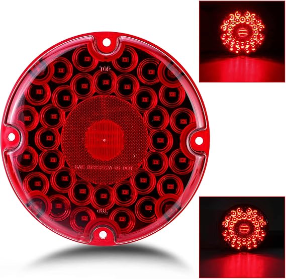 LIMICAR 7 Round Trailer Lights, 36 LED Red Transit Tail Lights, LED Trailer Light Kit Stop Brake Turn Taillight with Inner Reflex Lens For RV Truck Bus RV UTE UTV Motorhome