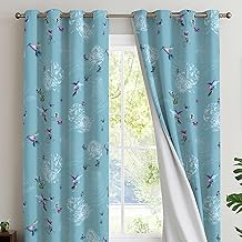 100% Blackout Curtains 72 Inch Drop – Elegant Printed Thermal Insulated Window Curtains for Bedroom & Living Room, W46 x L72 Inch, Country Bird, 2 Panels