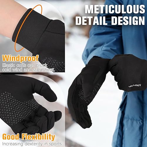 Miniatura 3 de Guantes de invierno para hombres y mujeres resistentes al viento, ligeros, antideslizantes, pantalla táctil, guantes deportivos para correr,