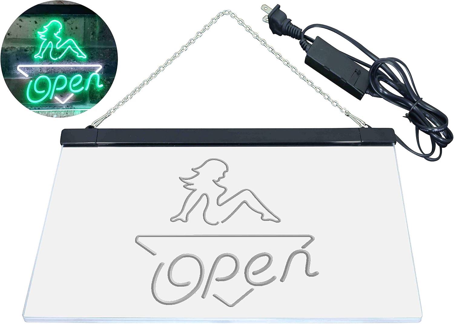 ADVPRO Girl Open Bar Man Cave Dual Color LED Neon Sign White & Green 12" x 8.5" st6s32-i0040-wg