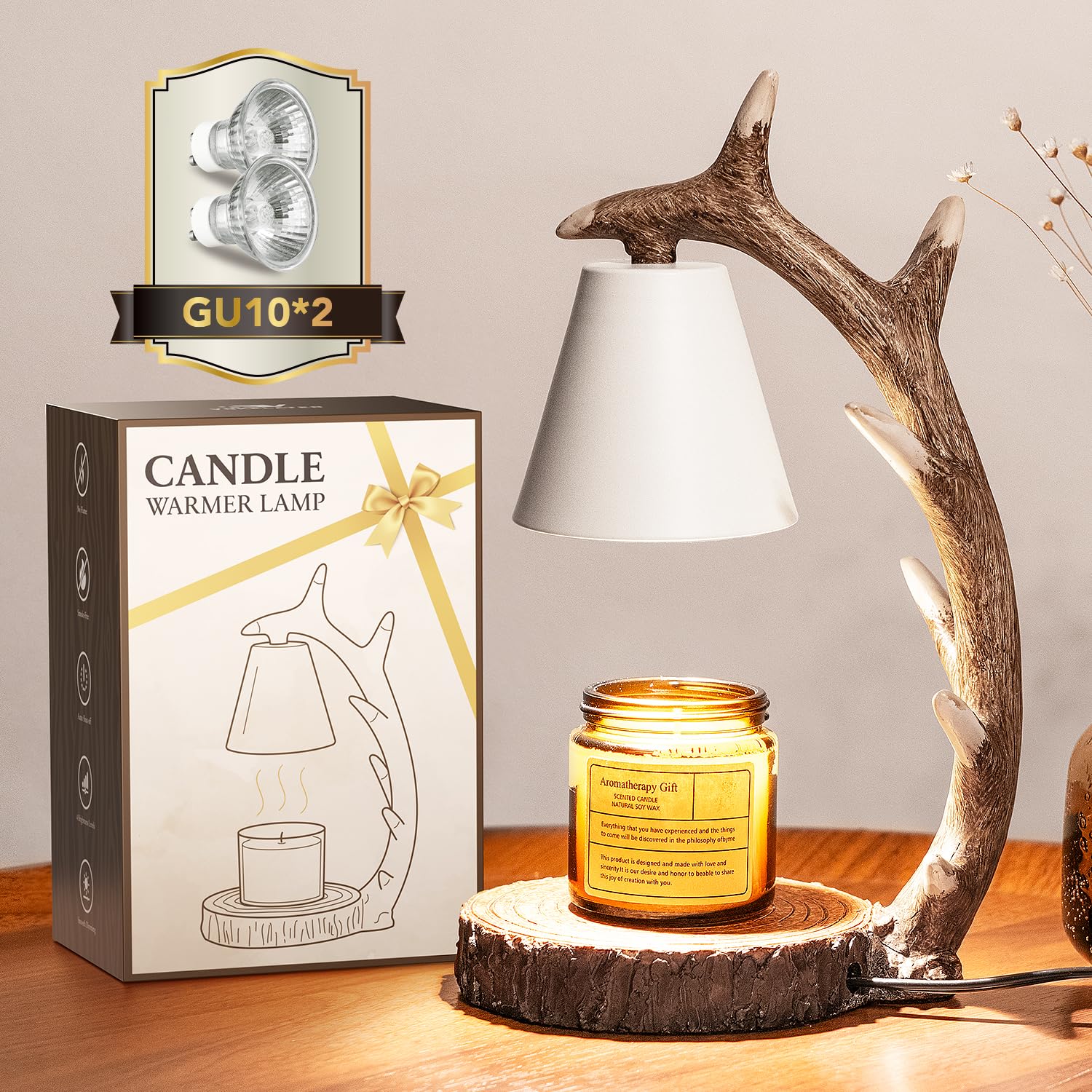 Candle Warmer Lamp, Antler Home Decor Warmer Lamp with Timer/Dimmer, Electric Wax Warmer for Scented Wax, House Warming Gift New HOM and Birthday Gifts for Women