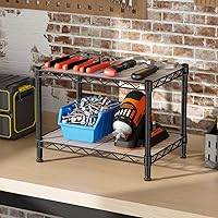 Vista 2 de SINGAYE 2 Small Wire Shelves Kitchen Pantry Close Home Organizers and Storage Bathroom Shelf Laundry Room Organization Adjustable Book Metal Garage