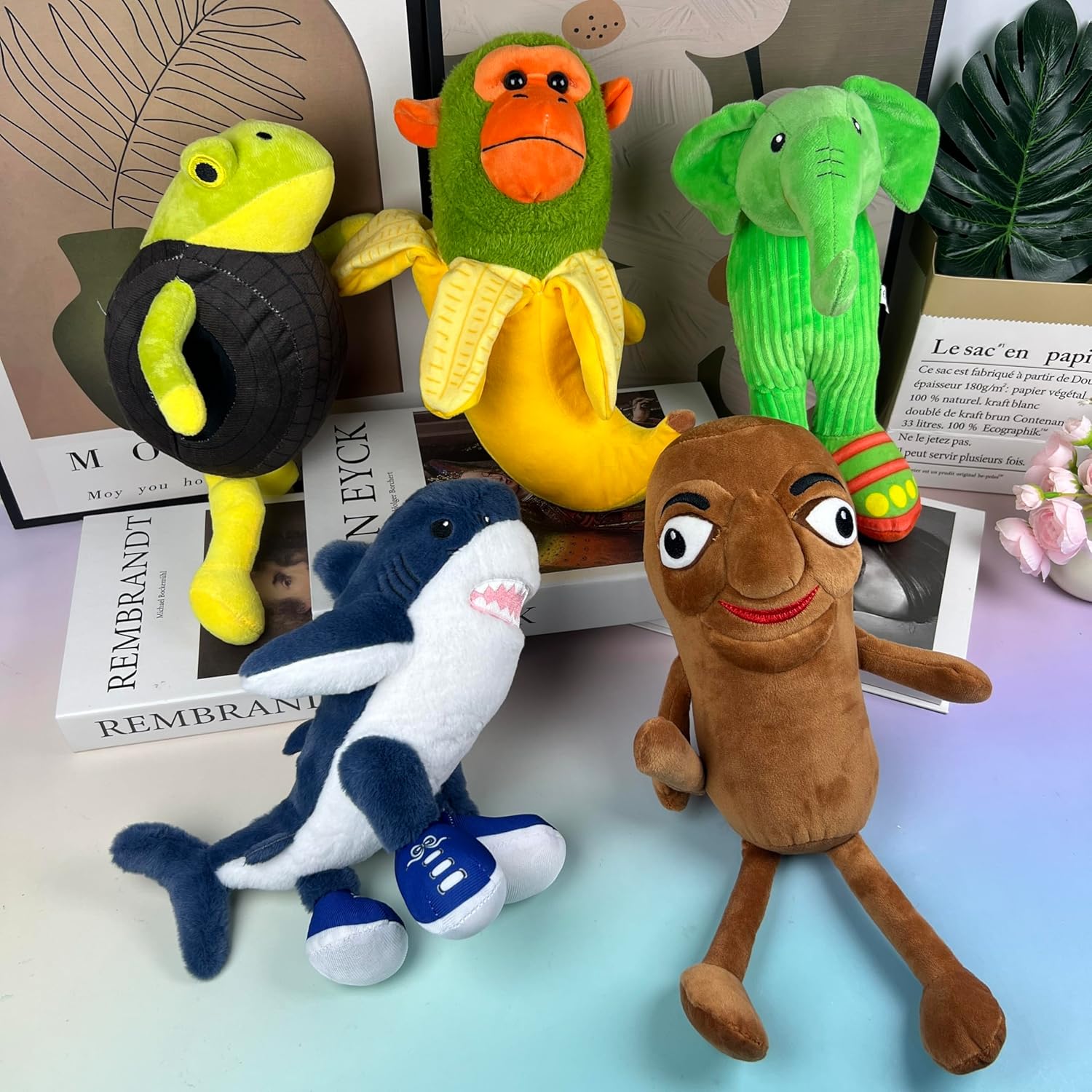 5pc Italian Brainrot Tung Tung Tung Sahur Plushies Toy Tralalero Tralala Doll,The Best Gift for Christmas Kids