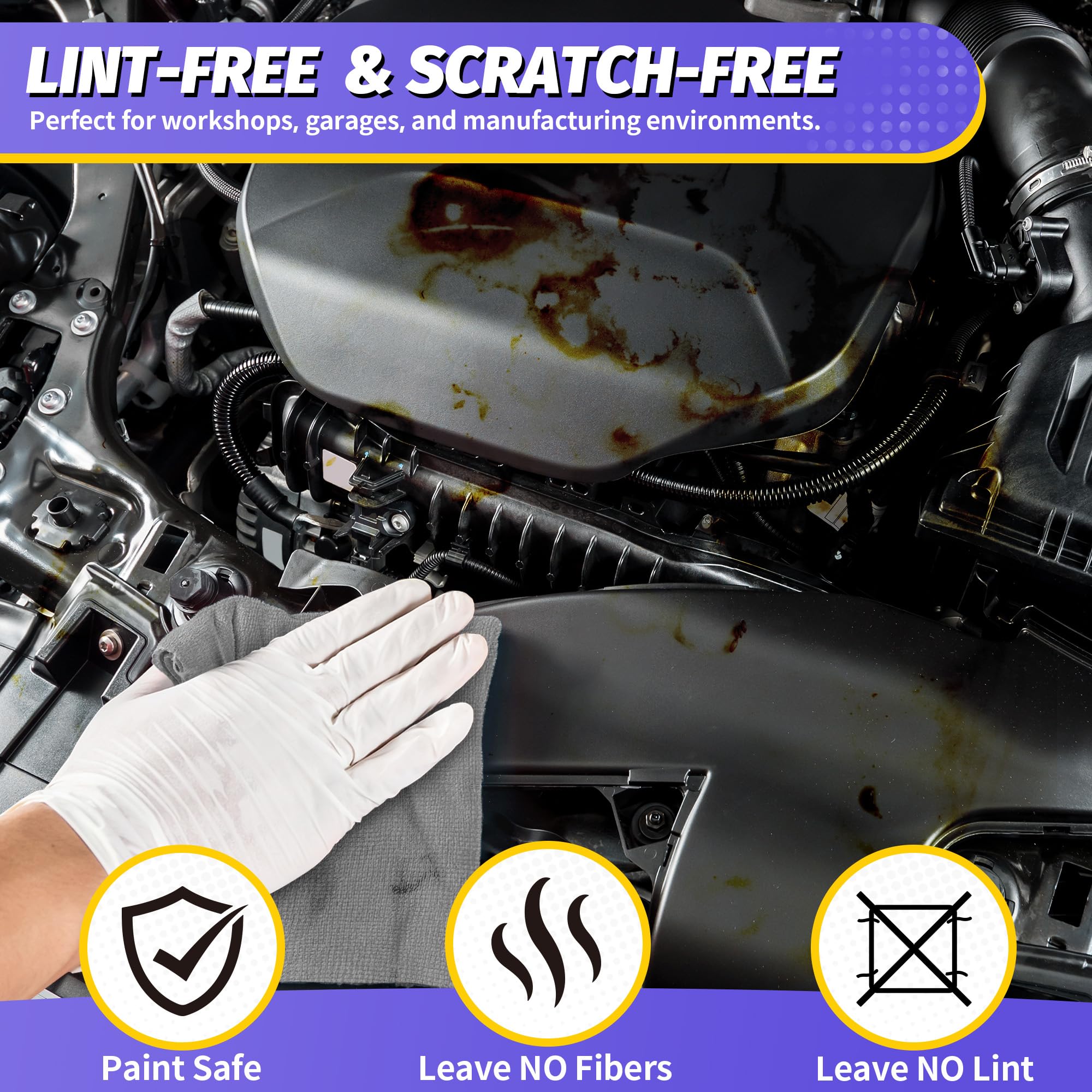 HOMERHYME Toallas de microfibra, paquete de 150 toallas de limpieza, a granel, multiusos, sin pelusas, trapos de limpieza, paño de limpieza de microfibra de grado comercial para coche, cocina, garaje,