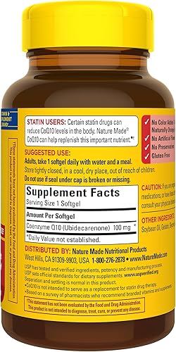 Miniatura 8 de Nature Made CoQ10 100 mg, suplemento dietético para apoyo a la salud cardíaca, 72 cápsulas blandas, suministro para 72 días