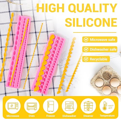 Miniatura 4 de Beasea Molde de silicona para fondant, 2 piezas de molde, cuerda de perlas de silicona, punta de crema, para decoración de pasteles de cumpleaños,