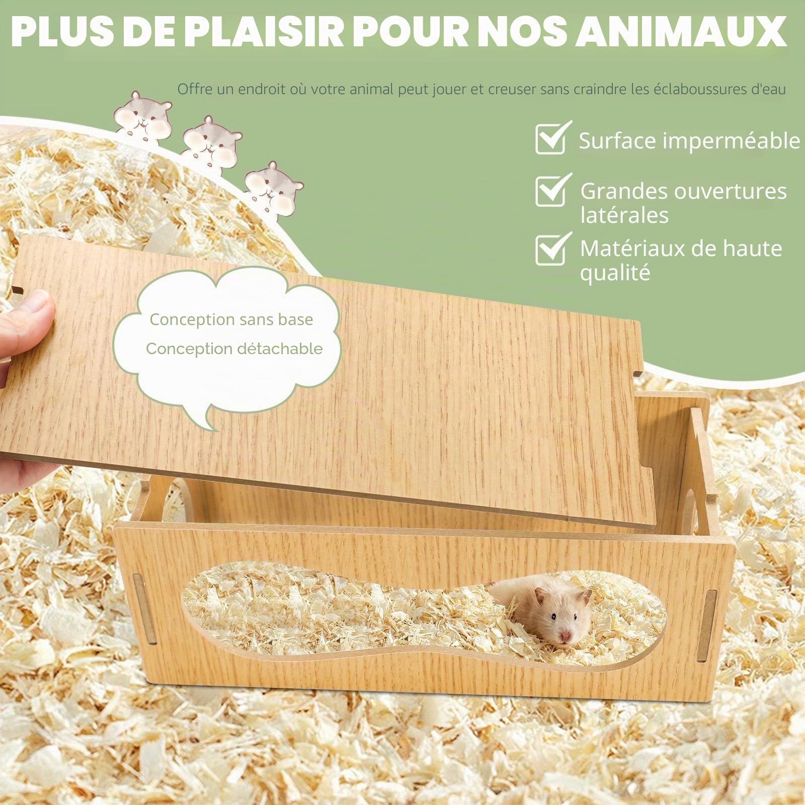 Niche en bois pour hamster - Accessoire pour activités de vie, jouets et décoration - Taille S