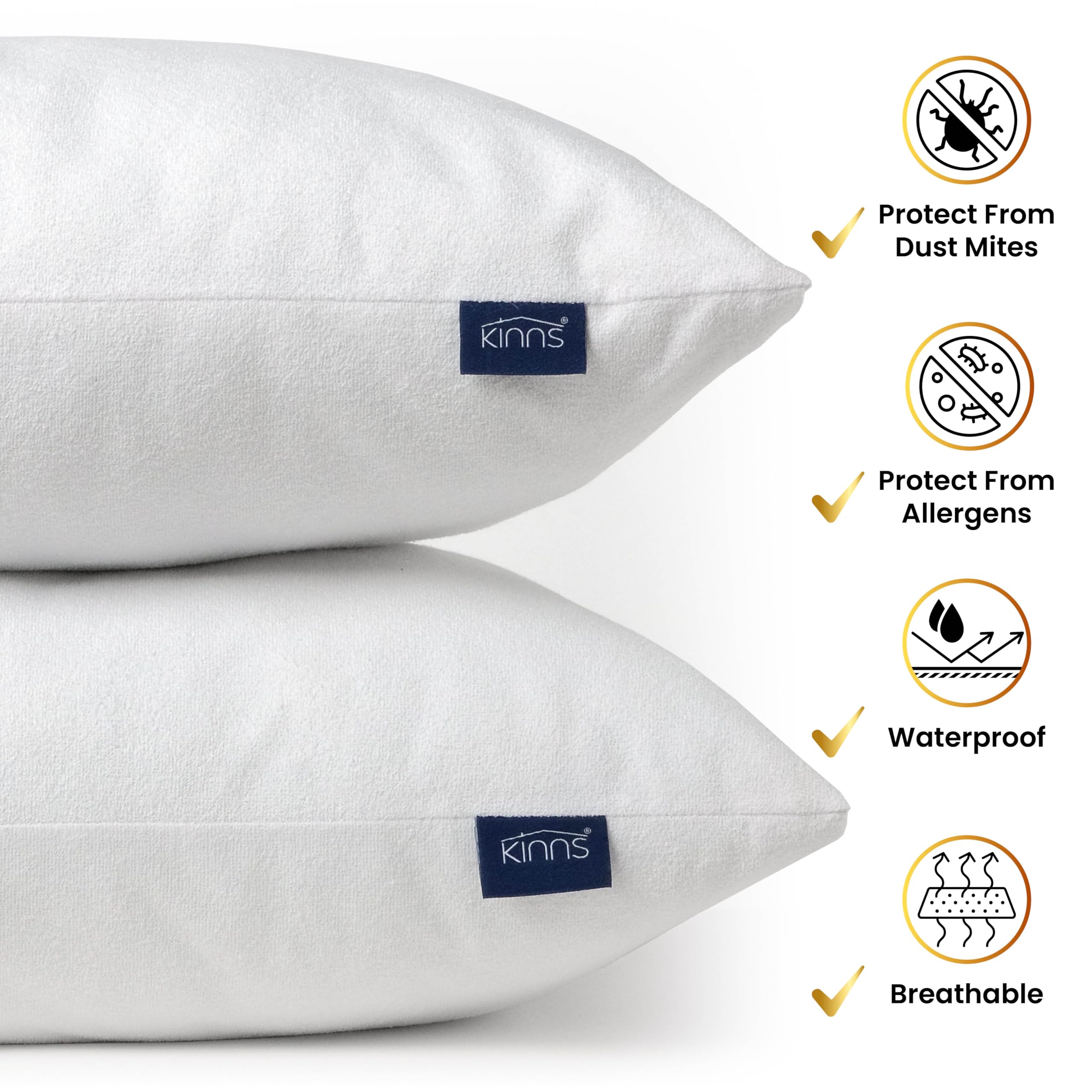Adult Pillow Case, Zippered Waterproof Pillow Protector 50x75cm, Set Of 2 - Image 3