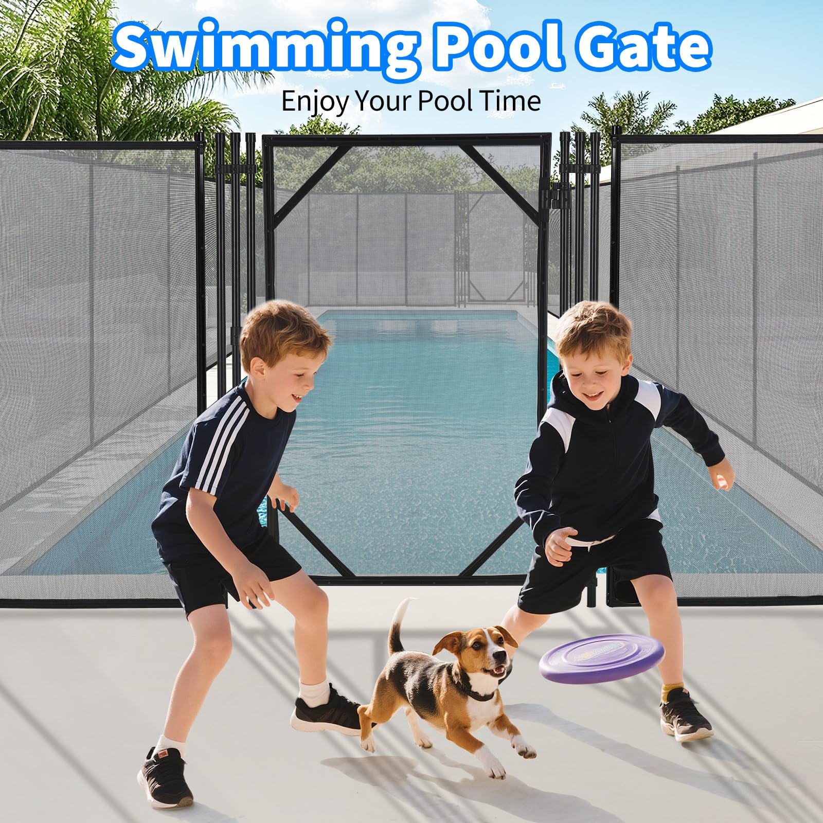 Garvee Barrière De Sécurité Piscine Amovible, Filet Robuste Maille PVC, Cadre Acier Et Aluminium, Installation Facile DIY, Protège Enfants Et Animaux Domestiques