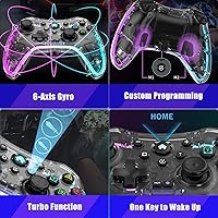 Vista 2 de Megadream Controlador de juego inalámbrico transparente para iOS Android PC NS Switch PS5 PS4 PS3 funciona con iPhone131211X, iPad, Samsung, Apex