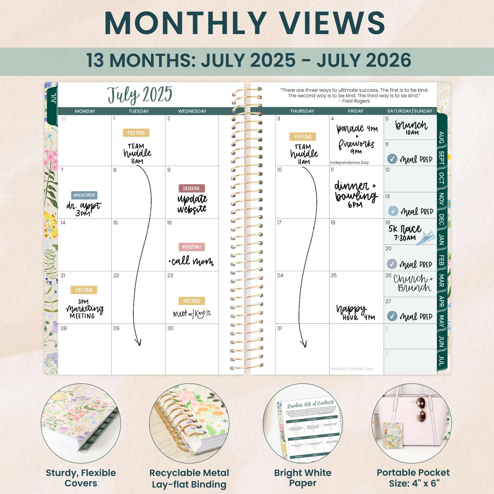 Bloom Daily Planners Agenda De Bolsillo Para Año Académico 2025-2026 (julio De 2025 - Julio De