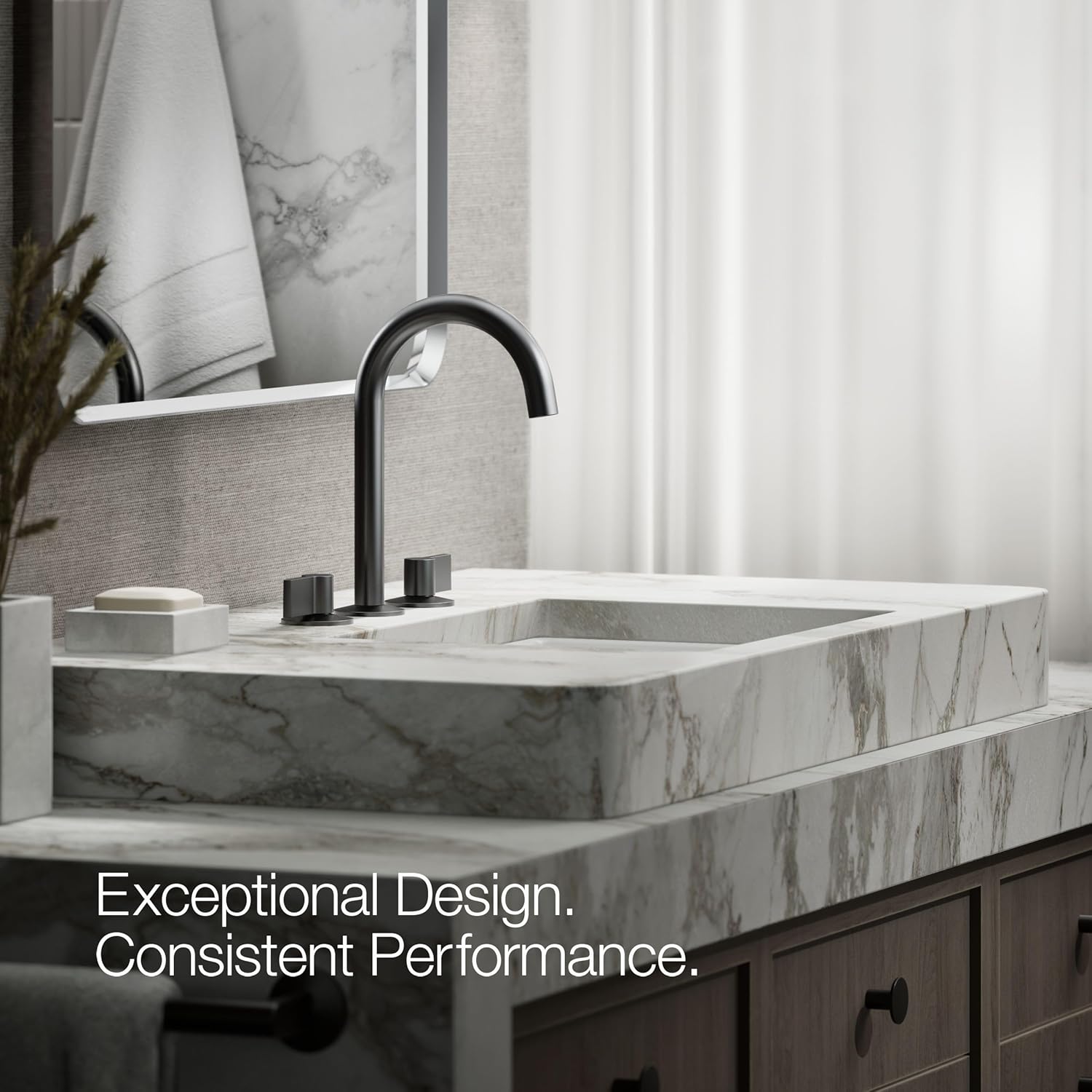 Kohler 77967-BL Components® Bathroom Sink Faucet spout with Tube Design, 1.2 gpm, Matte Black