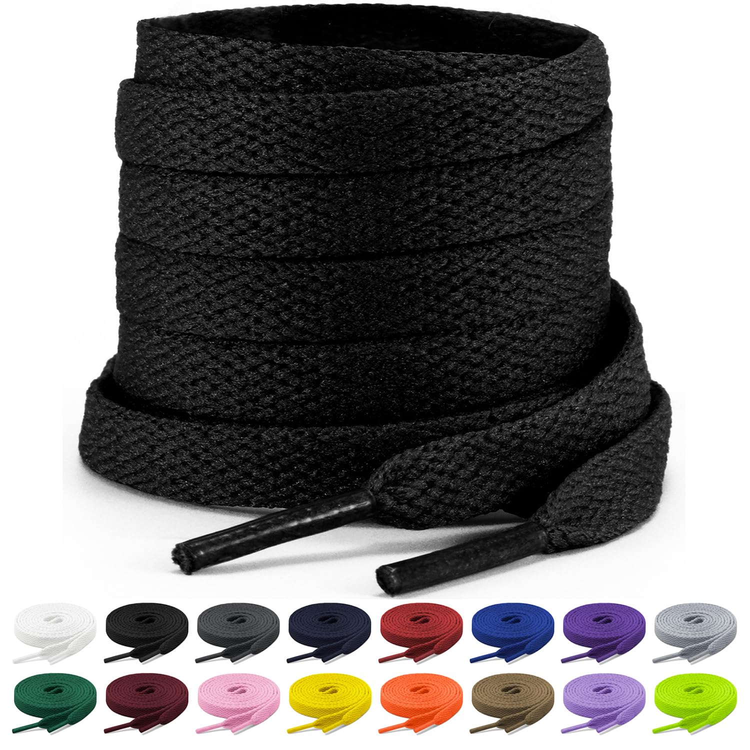 Shecret 2 Paar Flache Schnürsenkel, 8mm Breite Schnürsenkel, Flache Schnürsenkel Ersatz Reißfeste Schuhbänder für Turnschuhe, Laufen, Erwachsene, Kinder, Polyester
