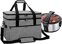 Vista 1 de YARWO Bolsa de cocción lenta compatible con Crock-Pot/Hamilton Beach de 8 a 10 cuartos de galón, funda de viaje de doble capa para aparatos de Gris