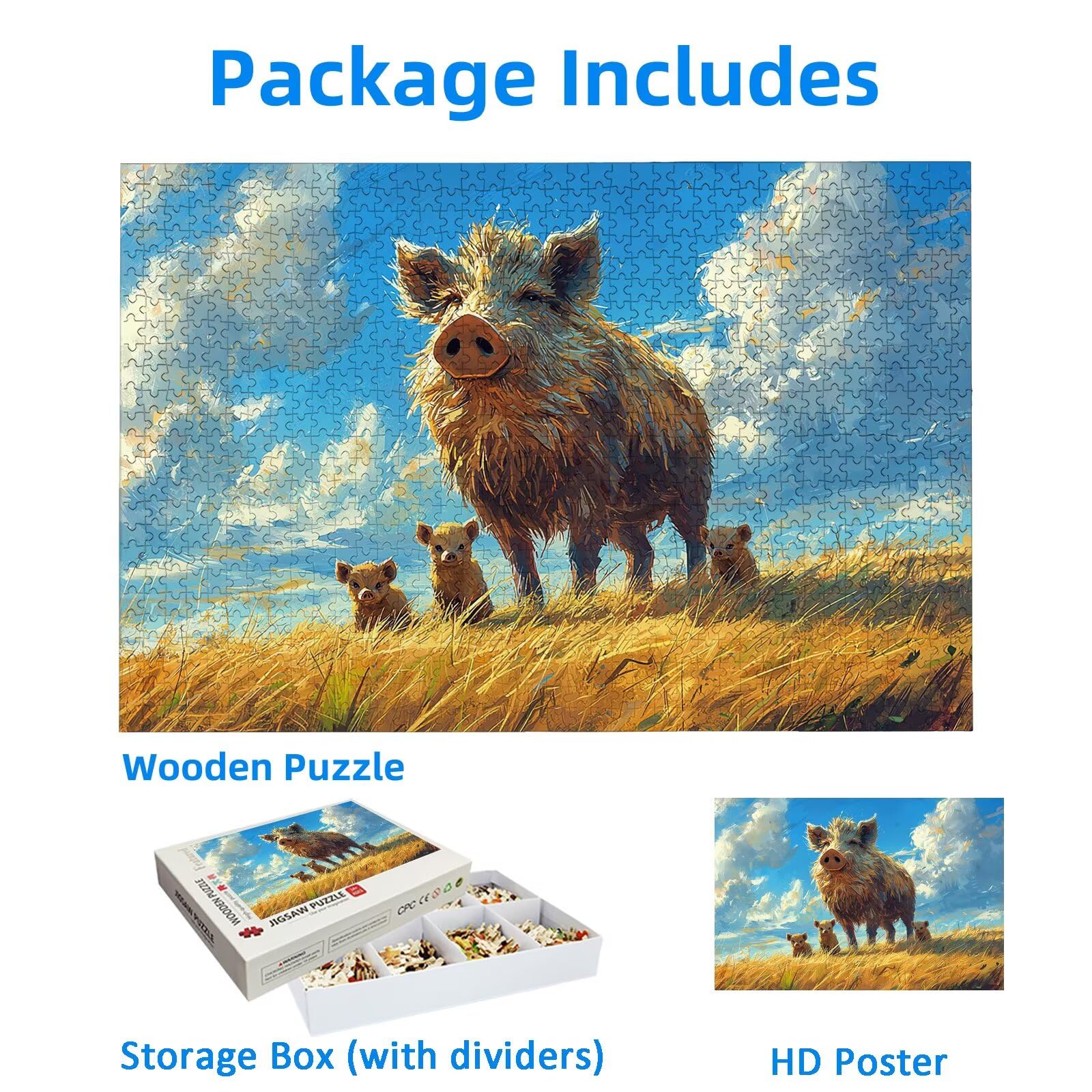 Puzzle Cochon 4000 Pièces Adultes, Puzzle 4000 Pièces pour Adultes et Enfants à Partir de 14 Ans, Animal Puzzles Bois de Qualité Supérieure avec Une Boîte d'emballage Exquise, Cadeau Femme, -3127