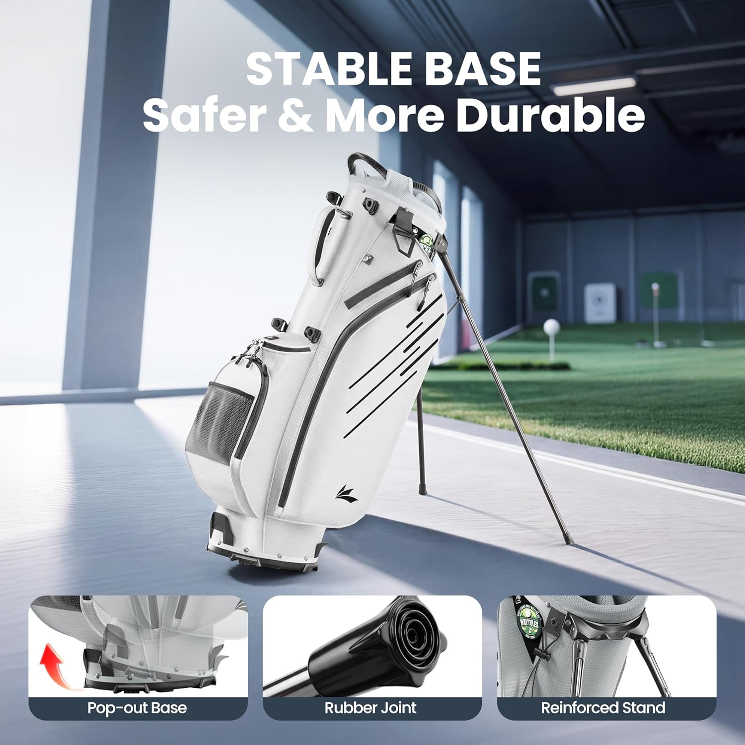 8-Way Golf Stand Bag, Lightweight Golf Bag with Dual Strap & Full-Length Dividers, Portable Golf Club Carry Bag with Multiple Pockets, Waterproof Rain Hood for Men Women