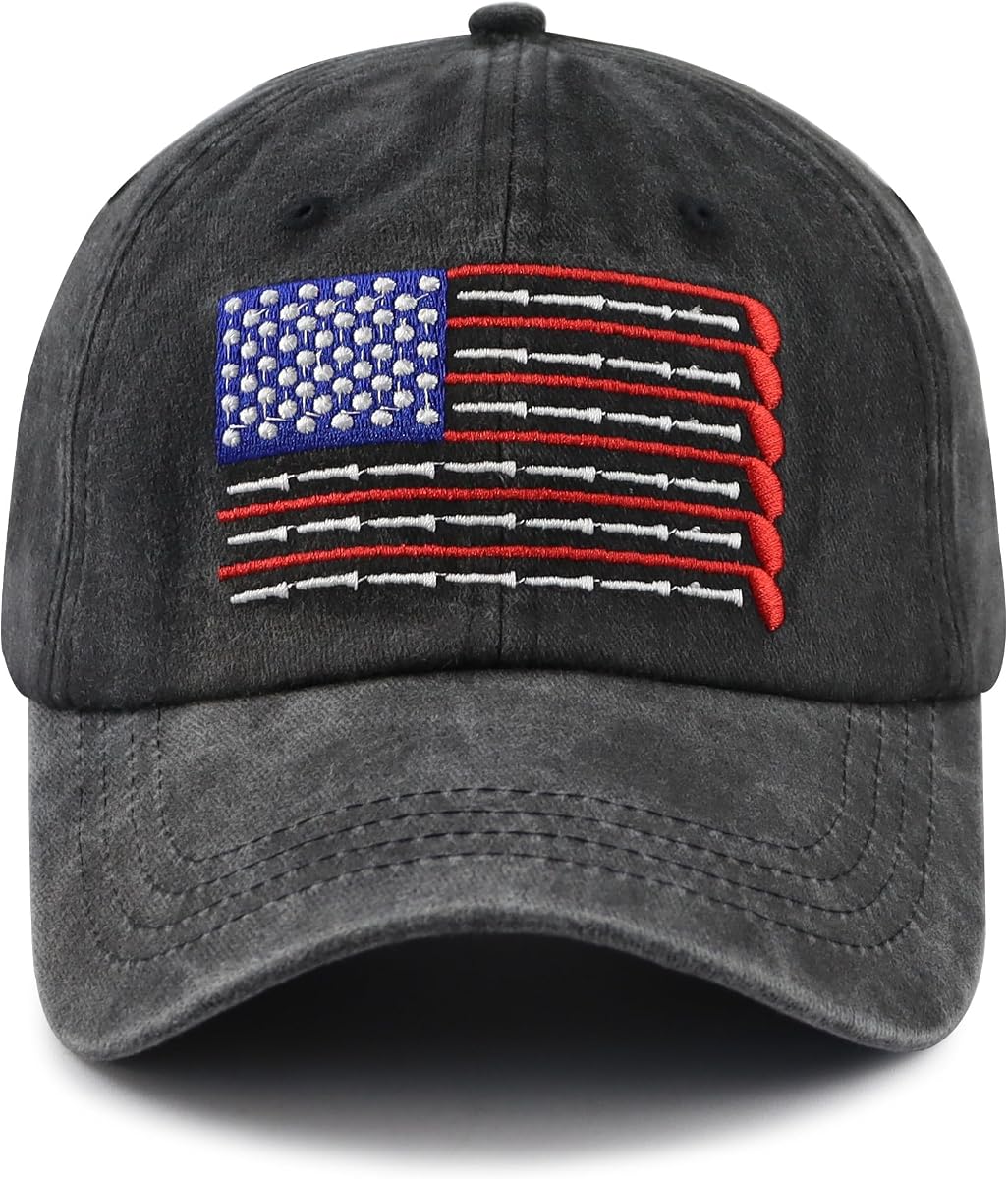 American Golf USA Flag Hat for Men Women, Vintage Adjustable Cotton Golfing Baseball Cap