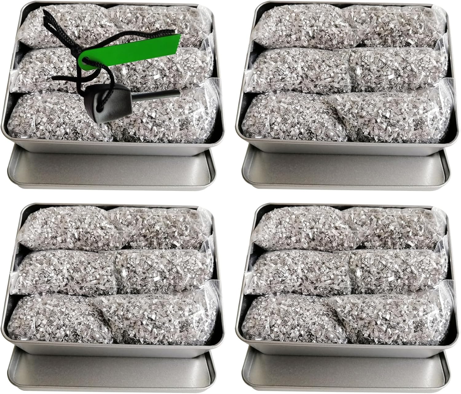 Emergency Magnesium Fire Starter Kit – 24 Bags of Pure Magnesium Shavings + Ferro Rod with 2000 or More Strikes in Waterproof Tin Box – Survival Tool for Camping, Bushcraft, Outdoor, Hiking