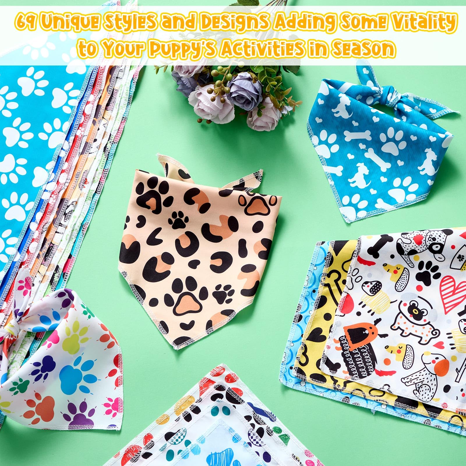 Hundehalstuch, Halstuch, für Frühling, Sommer, Hawaii, Haustierparty, Halstuch, verstellbar, dreieckig, für kleine und mittelgroße Hunde, Katzenkostüm, Zubehör, Outfit (Hundepfote), 200 Stück