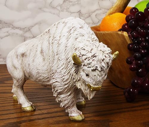 Miniatura 8 de Ebros Gift Figura decorativa de resina de búfalo de bisonte blanco sagrado nativo americano, 8.75 pulgadas de largo, símbolo de abundancia y