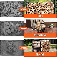 Vista 3 de VEVOR Carrito de leña, capacidad de 250 libras, carretilla de acero resistente negro con ruedas de PU y cubierta impermeable, almacenamiento