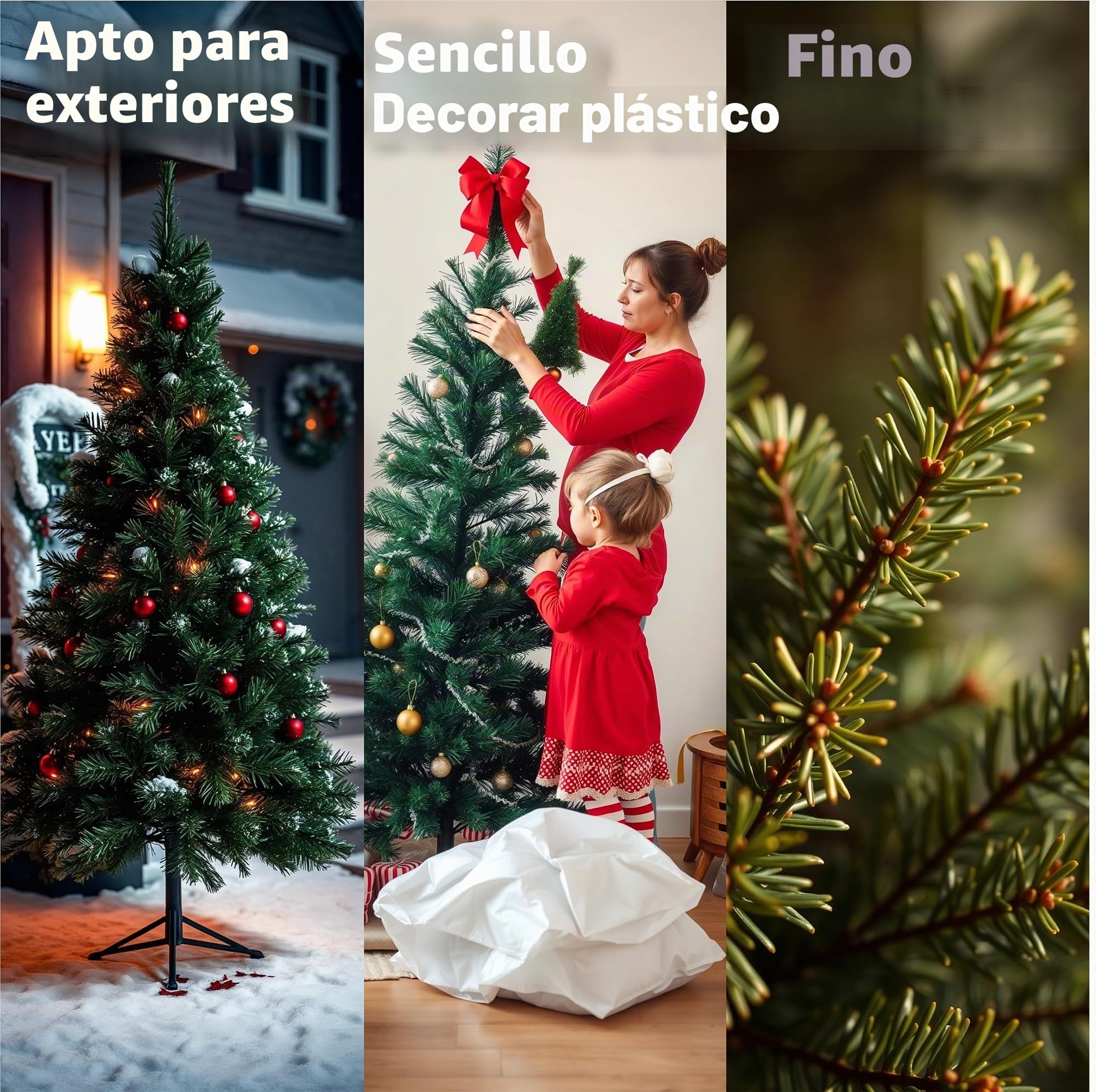 Árbol de Navidad verde artificial de 180 cm - Árbol de Navidad de abeto Nordmann increíblemente real y natural - con soporte ((180cm-PREMIUM))