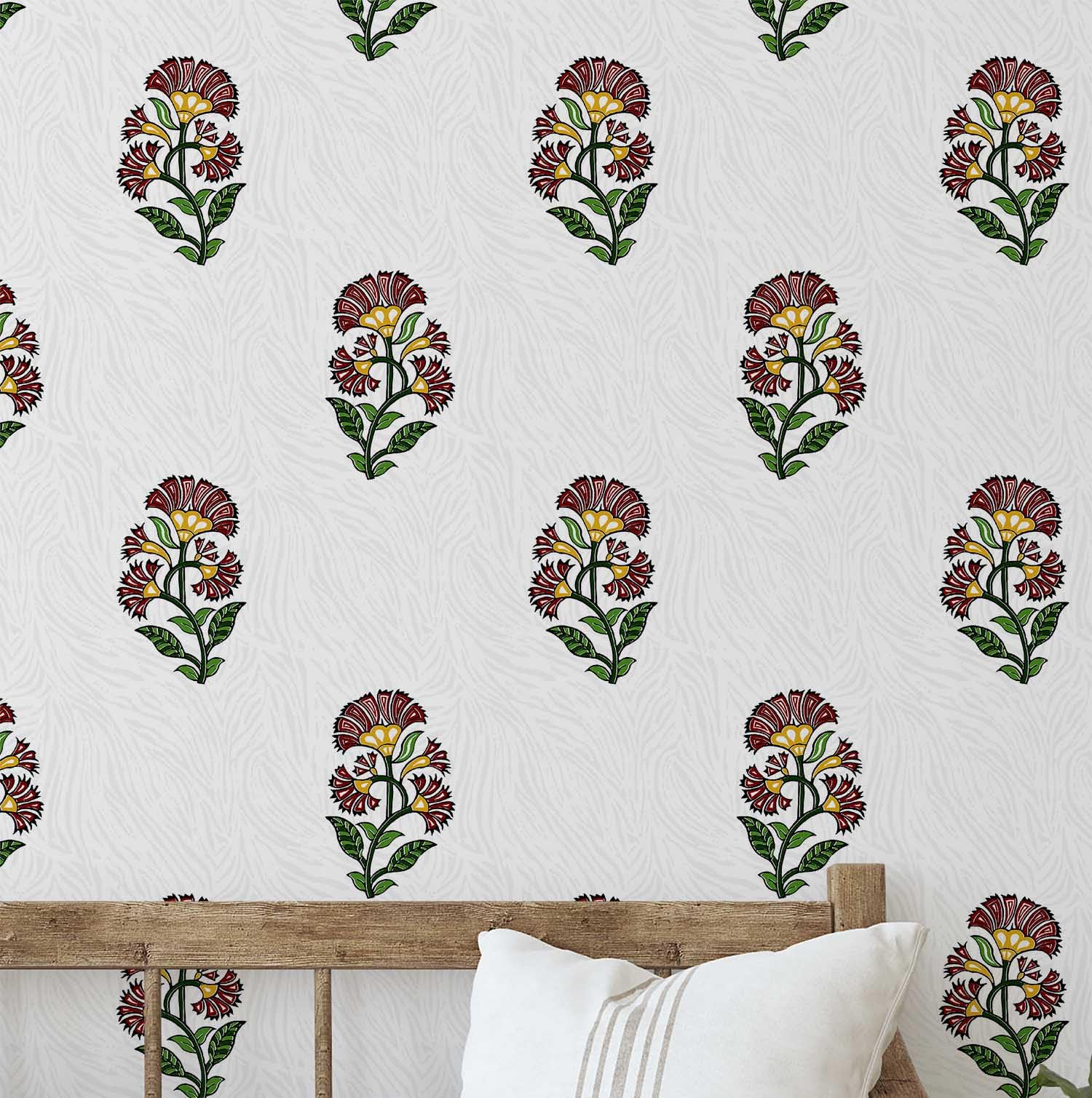 Papier peint floral asiatique S4Sassy en vinyle blanc autocollant repositionnable de 25x120