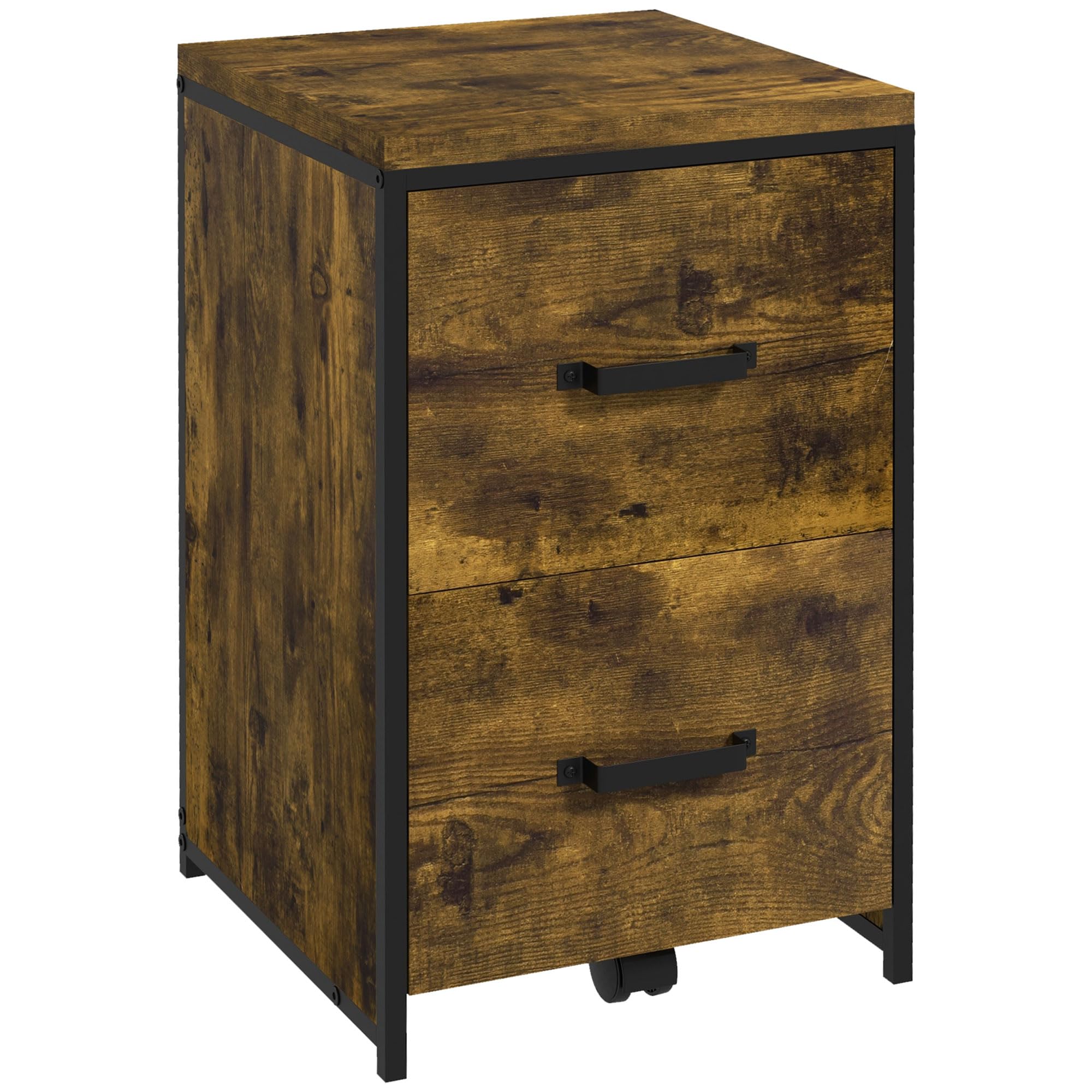 Rackhams Brown 70Cm Vertical Office Filing Cabinet W/ 2 Drawer, Hanging File Folder