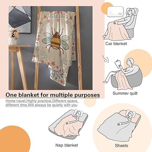 Miniatura 7 de Manta de otoño con diseño de abejas y flores, regalo para sábana ligera y cómoda, súper suave, manta de franela de forro polar, perfecta decoración