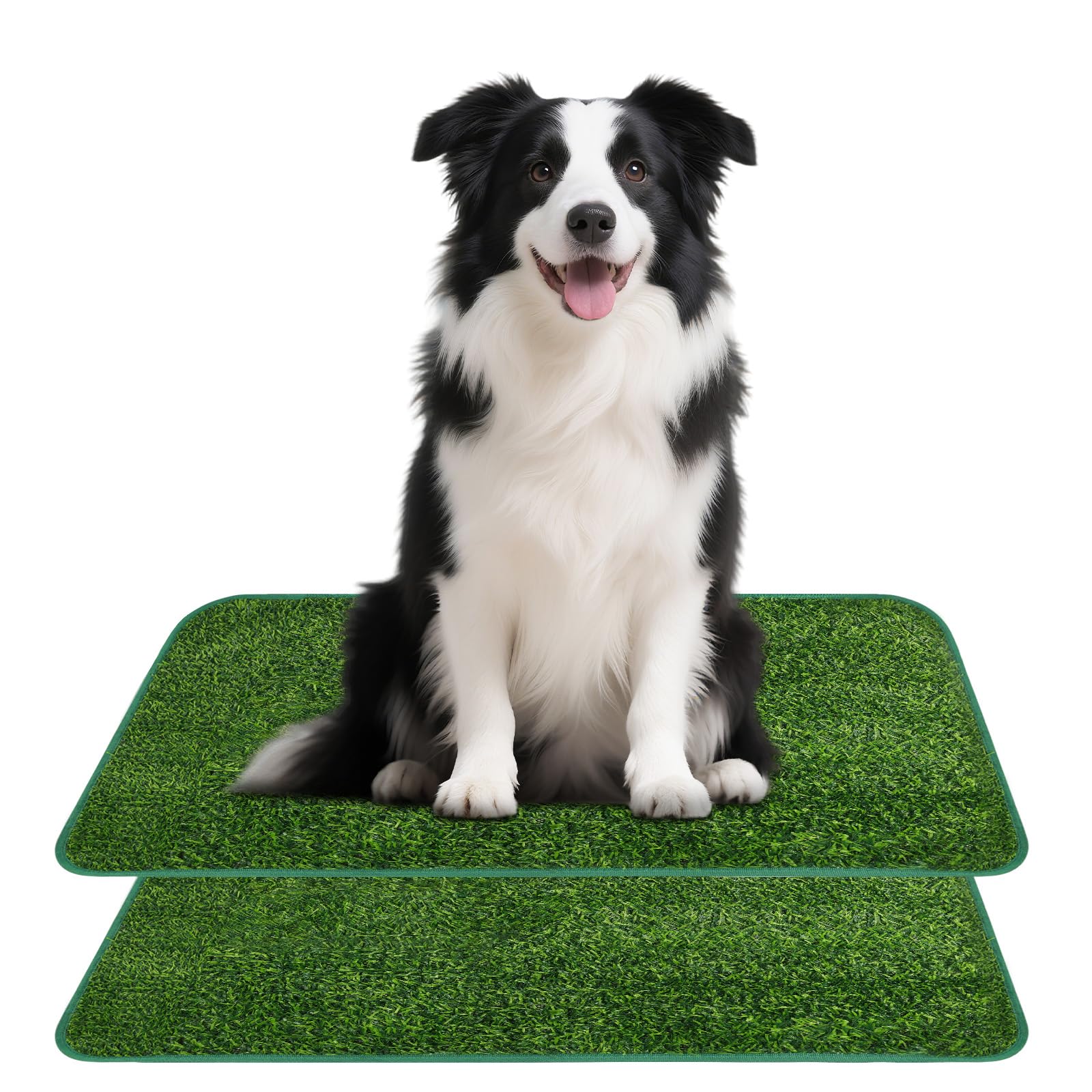AUYAO 2PCS Dog Grass Pee Pad Artificial Grass Mat Outdoor Dog Toilet Pet Turf Washable Potty Training Pads Pet Urine Pad Fake Grass Patch Replacement Dog Toilet Grass for Indoor & Outdoor Use(46*58cm)