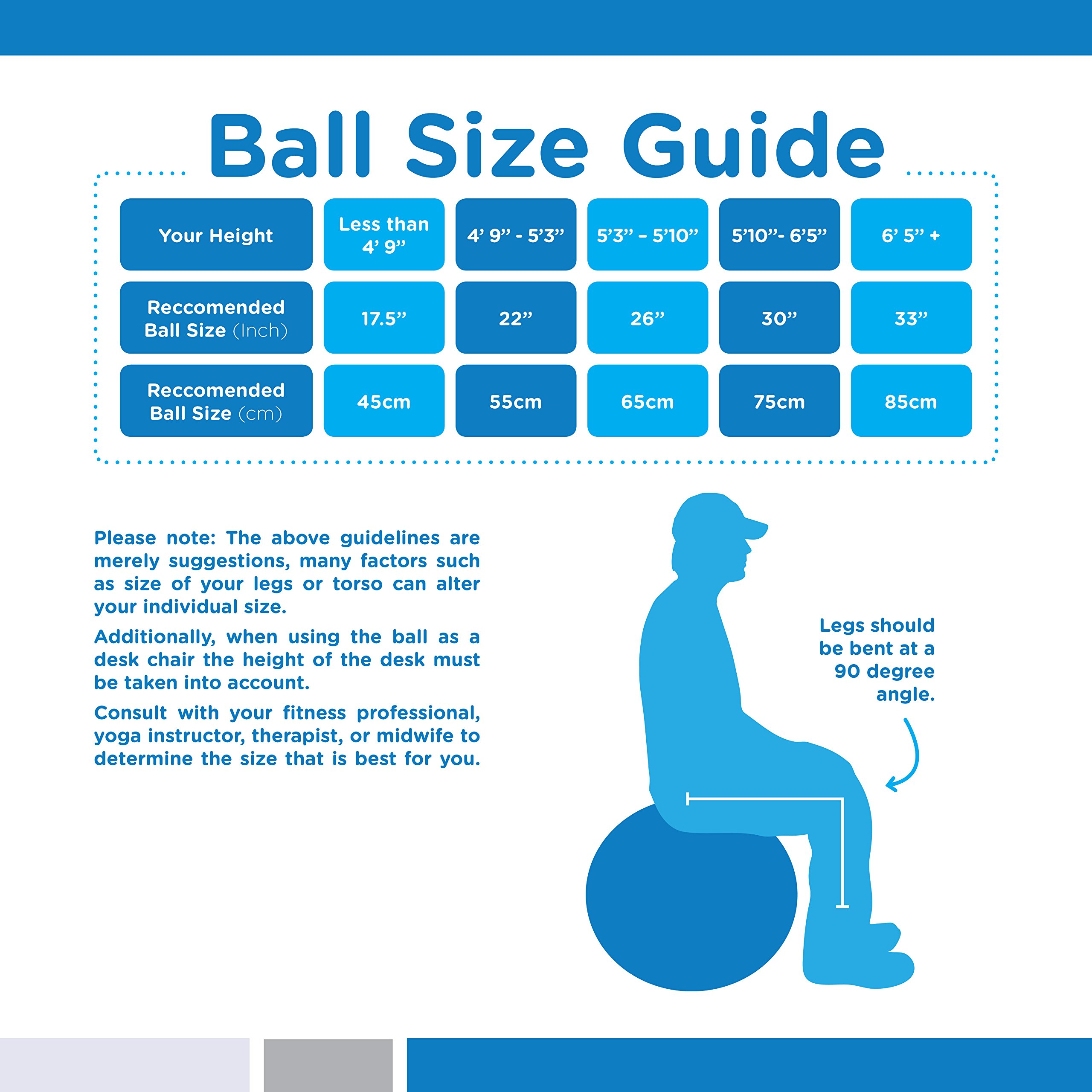 bintiva Gymnastikball mit Sand im Inneren, kein Rollen, Yoga, Fitness, Balanceball, gewichteter Schweizer Ball