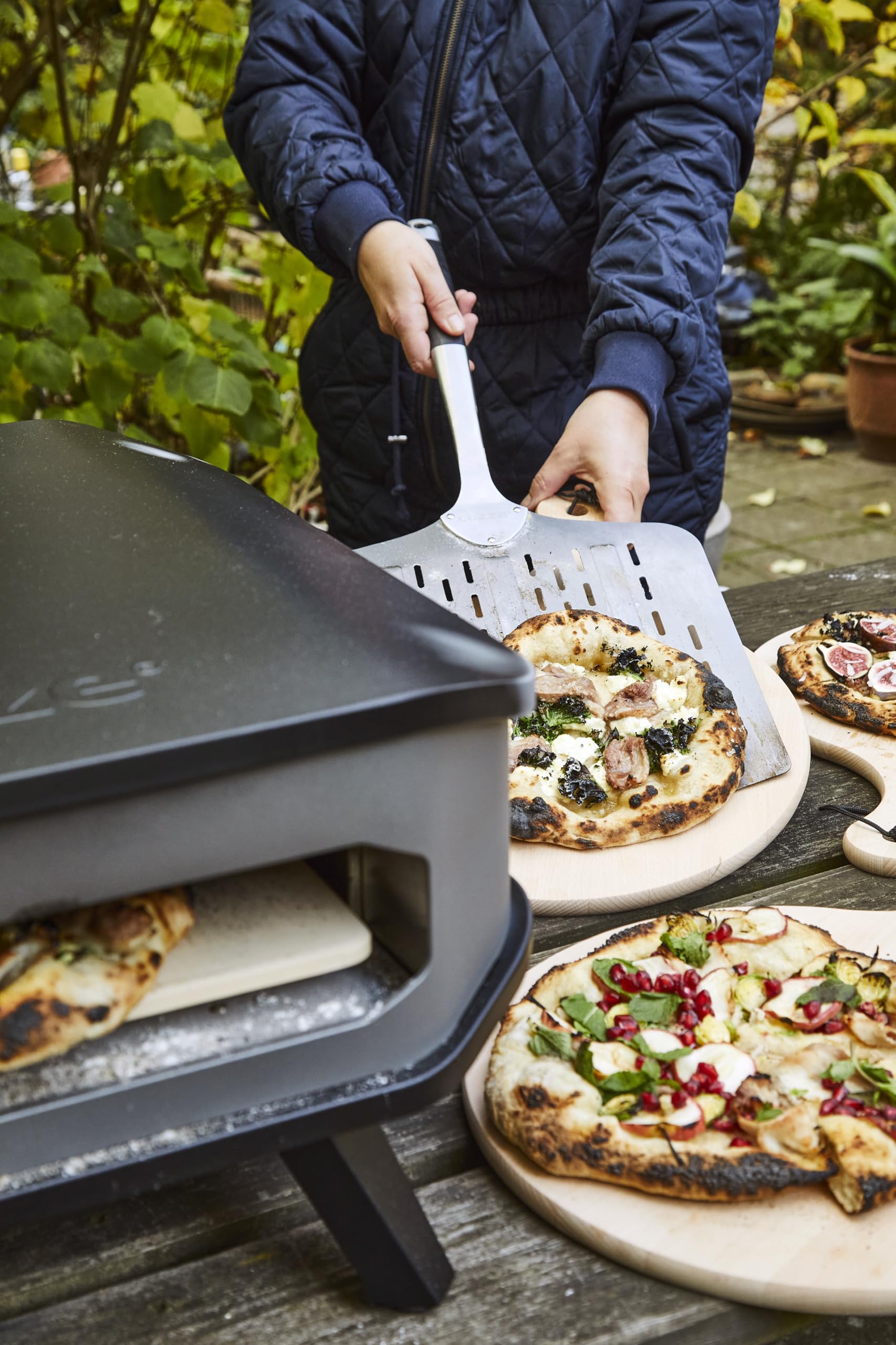 cozze® Set de regalo con pala para pizza, termómetro y cortador de pizza, juego de 3 piezas para los amantes de la pizza