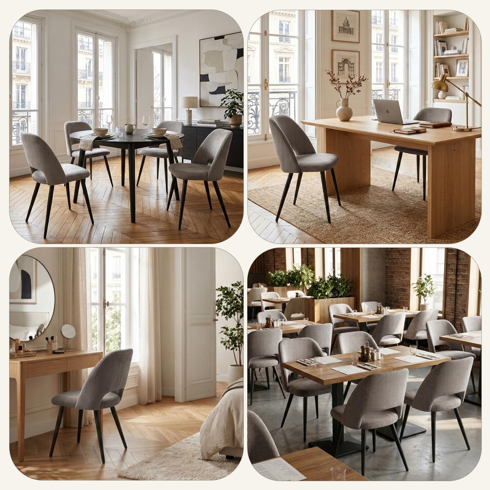 4er Set Esszimmerstühle aus Cord,Stuhlbeine aus Metall,Braun Stuhl | Tragkraft 150 kg,Gepolsterter Stuhl mit durchbrochenem Design,Moderne Restaurantstühle, Küchenstühle, Wohnzimmerstühle