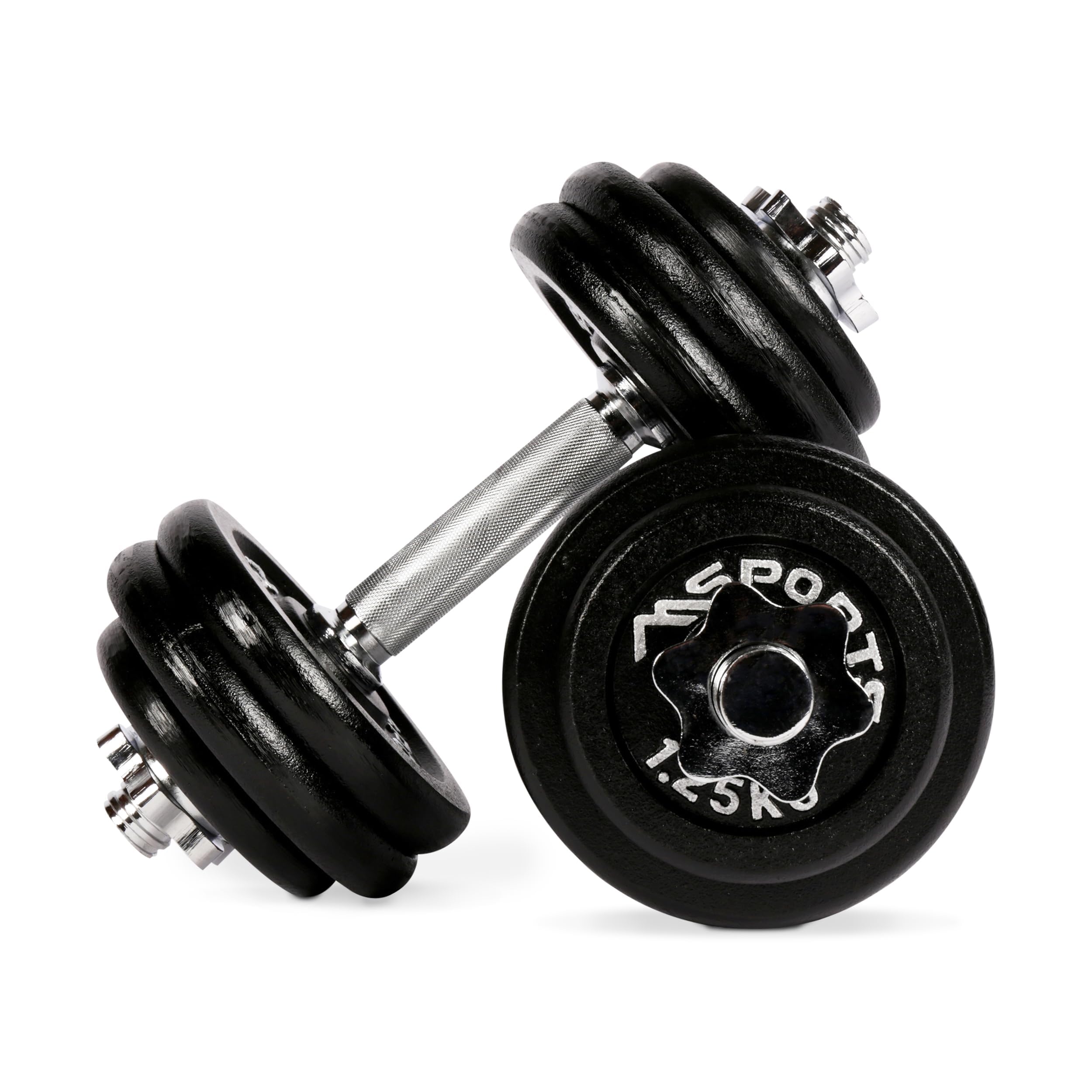 Msports Set di 2 manubri professionali in ghisa, da 30 kg (2 x 15 kg)