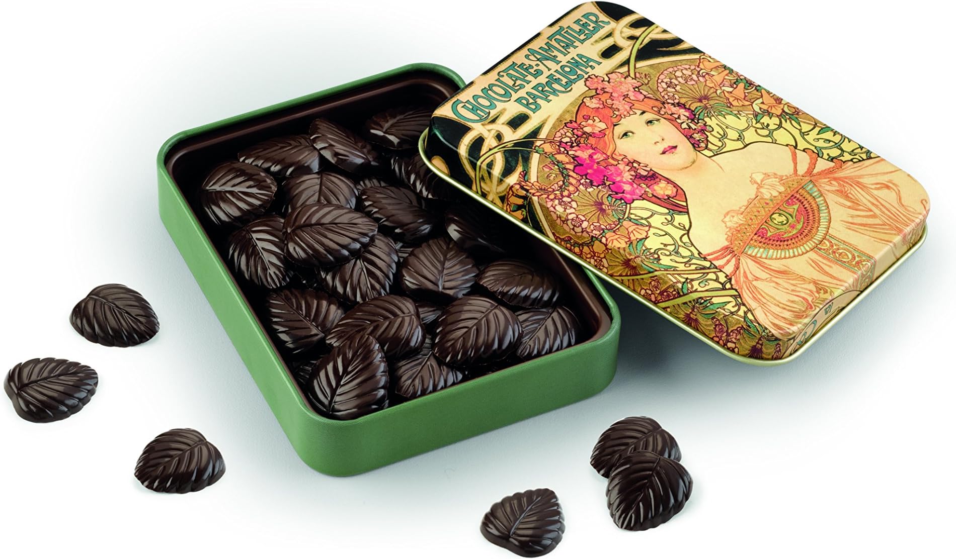 Amatller Medium Tins of 70 Percent Dark Chocolate Leaves 60 g (Pack of 2)