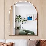Miroir de salle de bains sans cadre, 22" x 30" Miroir de Vanité Arched pour mur biseauté, Miroir mural Arch pour hall d'entrée, portes d'accès, évier
