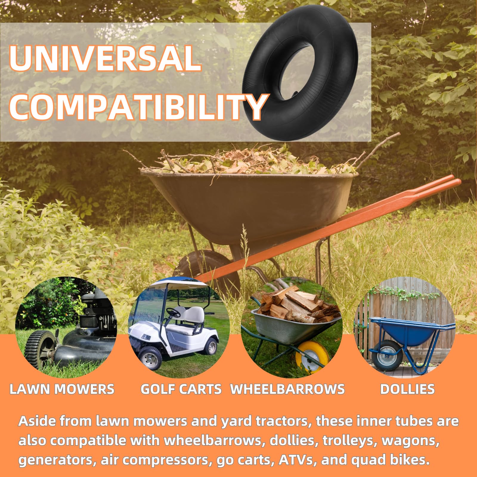 4.10/3.50-4 Camere d'aria di sostituzione pesante con tronco a valvola retta TR-13 (2 pacchetti) - per carrelli a ruote, tosatrici, camion manuali e altro ancora
