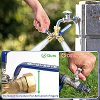 Vista 5 de Divisor de manguera de jardín de latón de 2 vías resistente, divisor de manguera de agua con válvula Y de flujo completo con mango largo levantado