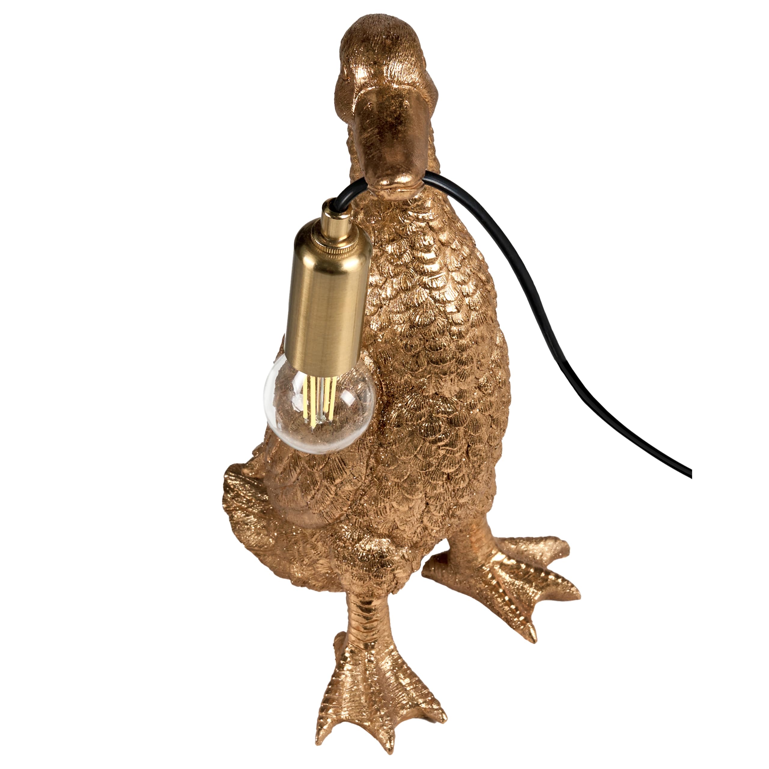 Tischlampe Kunstharz gold Glühbirnen-Optik 1-flammig Tiermotiv Ente Anatis