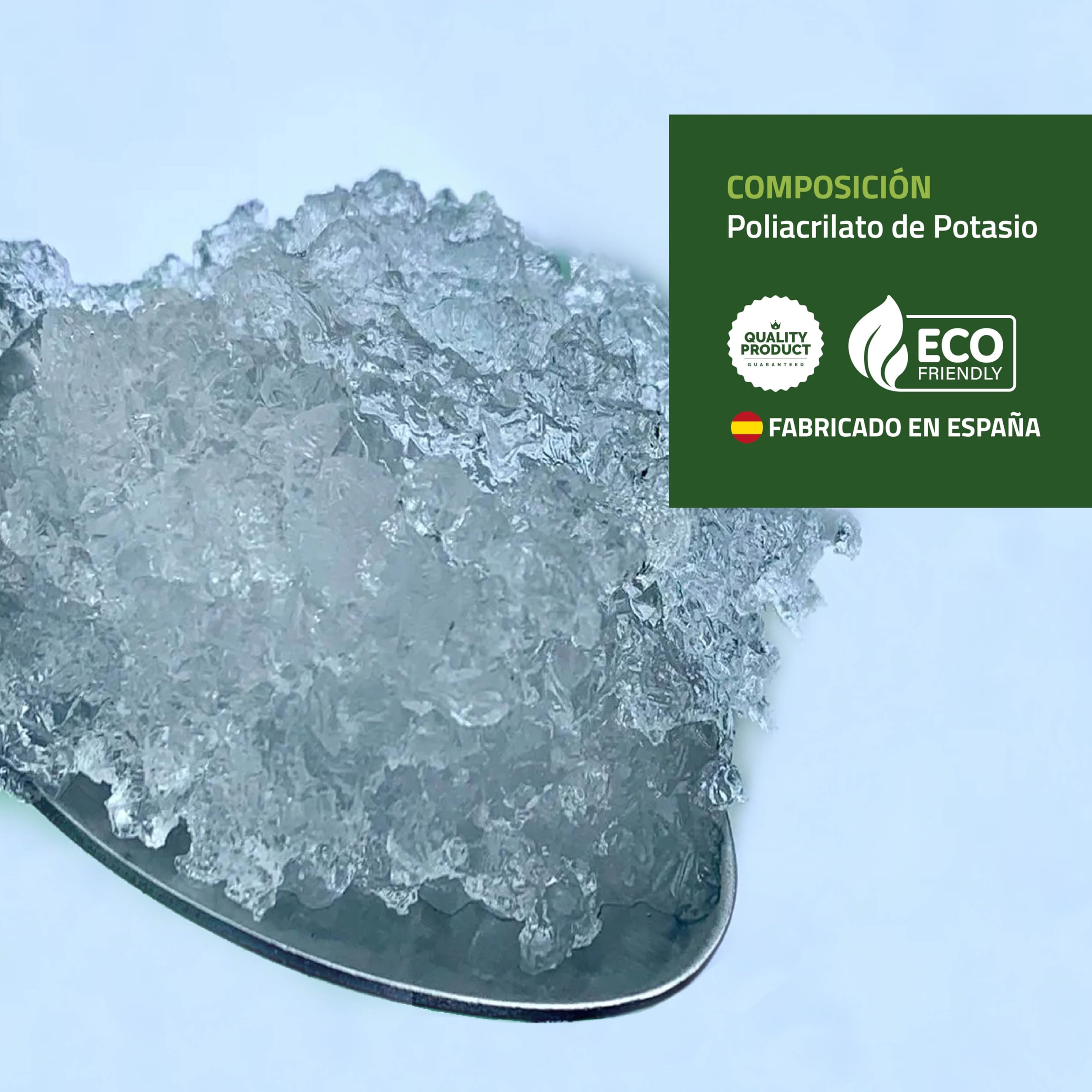 GROWMANIA.ES Control Garden Hidrogel Retenedor de Agua para Plantas y Cultivos 5 KG | Agua Sólida para Riego de Interior y Exterior | Polímero Súper Absorbente Retenedor de Lluvia hasta 1500 L