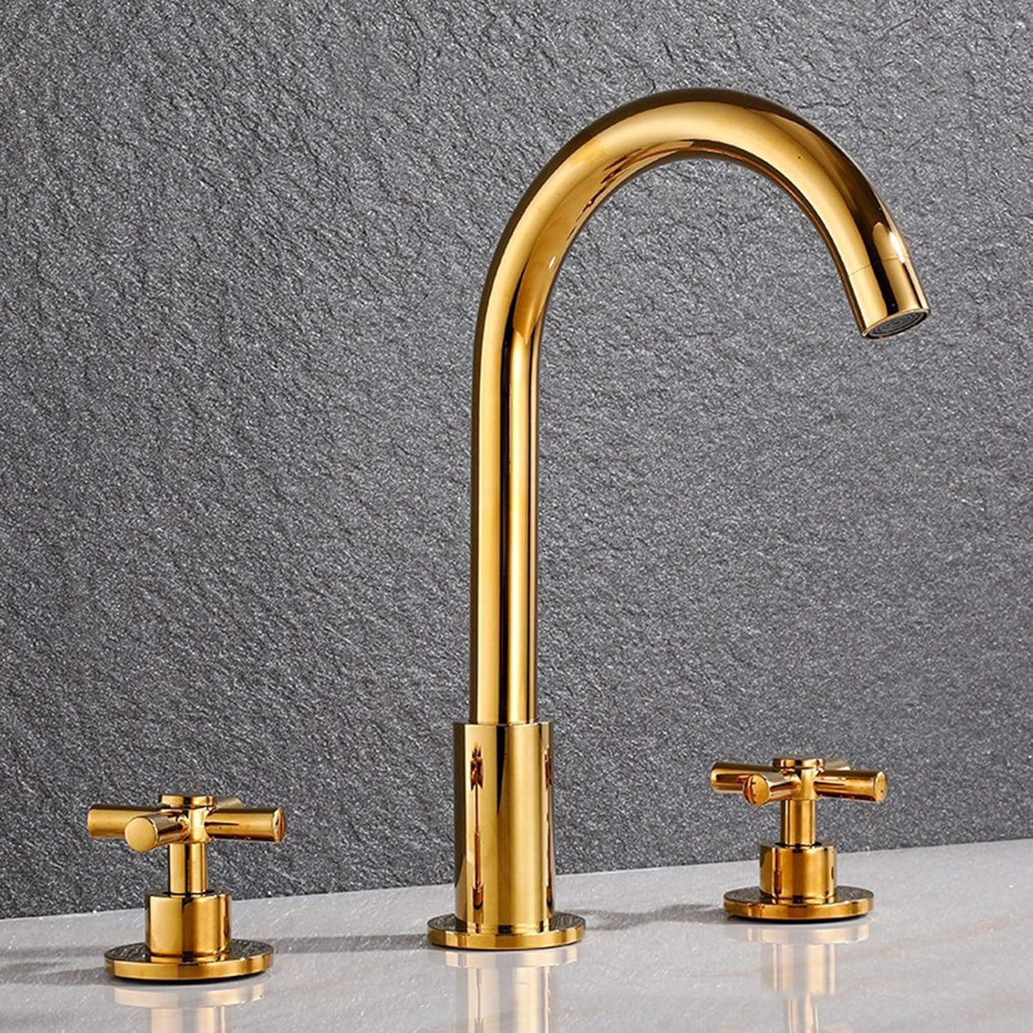 Grifo de lavabo bimando de latón para sustitución en encimeras de baño de 3 huecos
