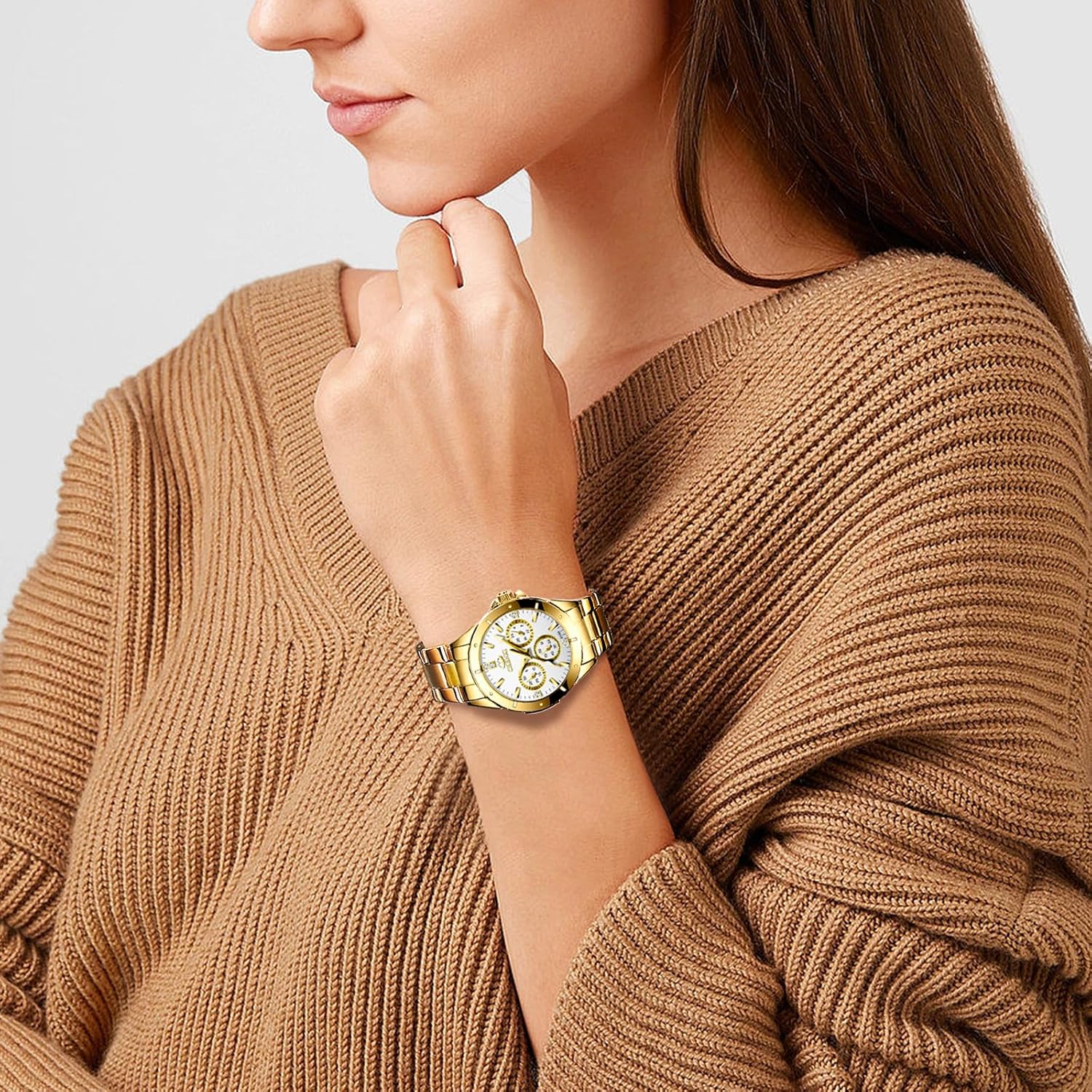 Avaner Women's Gold Wrist Watches: Stainless Steel Strap Analog Quartz Elegant Watches for Women Ladies - Image 4