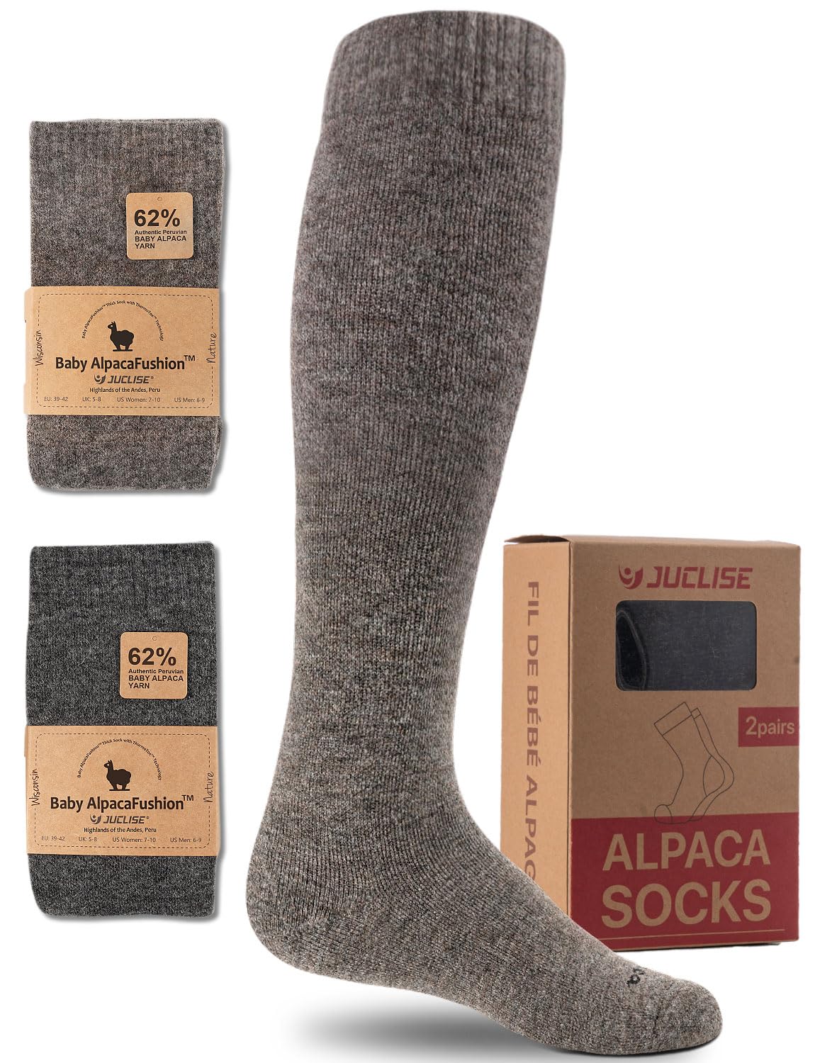 Juclise Alpaca Wool Heavyweight Knee High Compression Socks